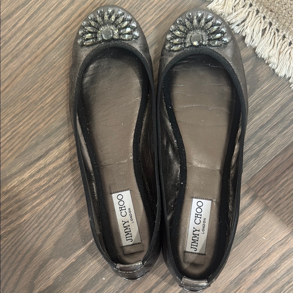 Jimmy Choo Metallic Embellished Flats
